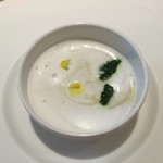 レストラン コバヤシ - ホタテと春野菜のポタージュ