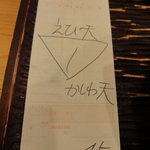 うどん 丸香 - ユニークな伝票（＾＾）