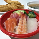 名嘉鮮魚 - ミニ海鮮丼＋魚のあら汁（小）＋天ぷら（魚・イカ・海老・グルクン）