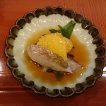 蓬左茶寮 - 肴：鯛の皮霜造りと八朔ポン酢