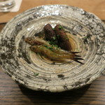 虎白 - 焼物：活けもろこ 椎茸1