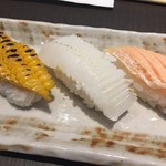 寿司・しゃぶしゃぶ ゆず庵 - お昼の炙り三貫盛り