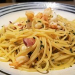 ハシヤ - 海老とイカ入りペペロンチーノ全景