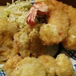 風の盆 - 大エビとホタテとレンコンの天ぷら二人前