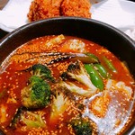 アジアンスープカリー べす - 2018/1  カキフライカリー5.5辛＋揚げブロッコリートッピング