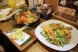Setsukanchi - ゴーヤチャンプルー、島らっきょうの天ぷら、海鮮サラダ 小