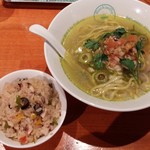 麺屋 六感堂 - 牡蠣とオリーブSOBA＋イカピラフ（過去の限定）