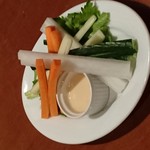 Cold bagya sauce with vegetable sticks