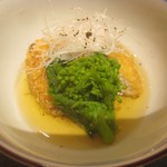 小熊 - 焚合（鰆の香煎揚、白髪葱、京菜種）