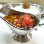 かれーの店 うどん  - 夜すーぷ(800円)+焼きとまと(200円)+かれーたまご(100円)