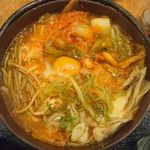 熟成うどん なかや - 豚キムチ鍋焼きうどん@熟成うどんなかや（2017年12月某日）