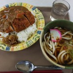 東北福祉大学食堂 - 料理写真:カツカレー&うどん♪