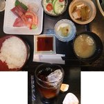 Ｑちゃんのあじ - 刺し身定食（７８０円）アイスコーヒー付き