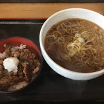 蕎麦 こばやし - ミニステーキ丼セット(¥750)