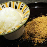 魯忍 - （甘味・水菓子）　　自家製黒糖わらび餅、自家製林檎シャーベット