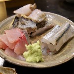 食堂 おがわ - 造り（太刀魚、さより、あじ）