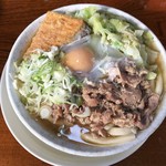 吉田のうどん 富士 - 肉月見550円&ねぎ50円