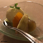 御料理 寺沢 - メロン､バニラアイス､無花果､蜜柑､巨峰