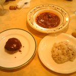 ビストロ・ル・ネコクマヤ - おすすめランチ　牛すじシチュー＆ハンバーグ＆十六穀米