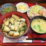 櫻茶家 - カキバター正油焼き丼 900円＋単品唐揚げ 100円