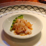 星期菜 白金 - ◆本ミル貝とクラゲのマスタード和え 本ミル貝は甘味を感じますし、クラゲの食感もいいですね。