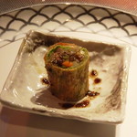 星期菜 白金 - ◆春キャベツと五目野菜の湯葉巻。 これもいい味わい。