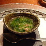 星期菜 白金 - ◆豆乳茶碗蒸し 茶碗蒸しの上に「ズワイガニとアオサ」の餡がかけれていますが、良い味わい。