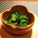 星期菜 白金 - ◆福岡県産　A菜の蝦味噌炒め A菜（台湾レタス・油麦菜）って初めて頂きましたけれど、火入れが絶妙でシャキシャキ感が残る仕上がり。 蝦味噌の味わいもよく美味しい