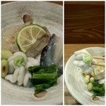 低温で火入れした「真ダチ・牡蠣」と、かすべの煮凝り