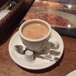 イタリア料理クッチーナ - コーヒー（ピンぼけ）。