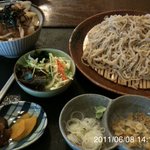 良庵 - 豚肉のしょうが焼き丼セット（そば）　７５０円