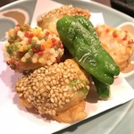 雫庵 - 手造りアツアツすり身天ぷら(カニ身入) 600yen