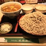味奈登庵 - カレー南蛮そば 大盛り 別盛り＋揚げ玉＋玉子♡