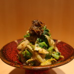 こころや - 帆立と春野菜のふき味噌和え