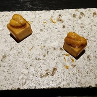 RESTAURANT chihiro  - おまかせランチ 4,500円 潰した人参のまわりにオマール海老のゼリー、ウニのせ