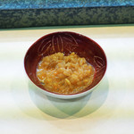 寿司栄 - 残ったソースにシャリを混ぜてリゾットに...