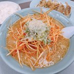 くるまやラーメン - ねぎみそ(ニンニク多め) 850円 餃子 350円 ライス 0円