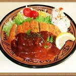 リバーコーヒー - ロース豚カツ・ランチ　￥７００　スープ＆ライス＆サラダ付