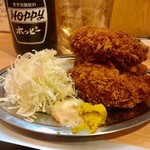 立呑み晩杯屋 - 大粒カキフライは3粒w