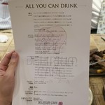 Délirium Café Ginza - 飲み放題メニュー。