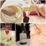 綱町三井倶楽部 - パン/デザート断面/食前カナッペ/三井倶楽部ラベル/シャンパンのジュレ