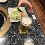 文田商店 - 焼き野菜     焼肉ファミリーセット・生ビール中