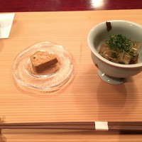 天現寺小野 - ふぐの煮凝り、あん肝のテリーヌ