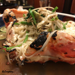 千陽 - 幸神目抜けと芹を焼タラバの甲羅で