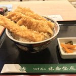 味奈登庵 - いか天丼 大盛り＋穴子天ぷら！