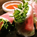 Prosciutto and cream cheese spring rolls