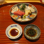 銀座 しのはら - お造り：鮪 鮑 平目 墨烏賊2