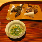 銀座 しのはら - 本諸子とうずら 木の芽酢 かぶらの甘酢漬け3