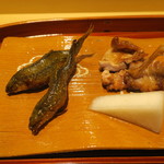 銀座 しのはら - 本諸子とうずら 木の芽酢 かぶらの甘酢漬け4