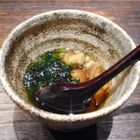 日本橋 蕎ノ字 - 蕎麦の実、ナメコ、舞阪海苔の和え物